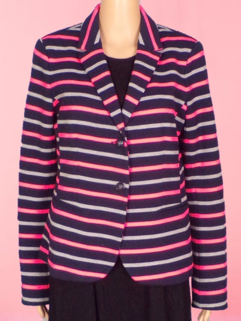 GAP ACADEMY BLAZER size 10 coral/black/gray blazer polyester/viscose/spandex